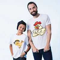 Family Look Tee Graphic Animal Print White Short Sleeve Active Matching Outfits / Kids miniinthebox - thumbnail