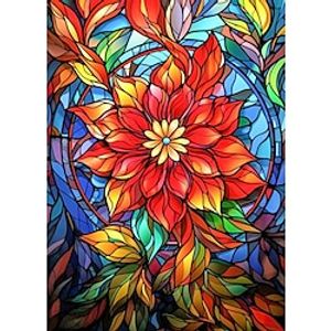 1pc Floral DIY Diamond Painting Glass Crystal Painted Red Floral Diamond Painting Handcraft Home Gift Without Frame miniinthebox