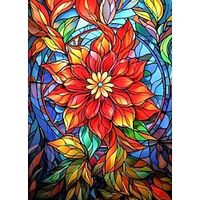 1pc Floral DIY Diamond Painting Glass Crystal Painted Red Floral Diamond Painting Handcraft Home Gift Without Frame miniinthebox