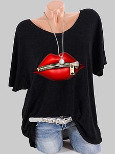 Round Neck Print Short Sleeve T-shirt