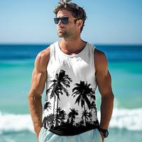 Graphic Coconut Palm Vacation Tropical Designer Men's 3D Print Vest Top Sleeveless T Shirt for Men Party Daily Gym T shirt White Sleeveless Crew Neck Shirt Spring Summer Clothing Apparel S M L XL Lightinthebox