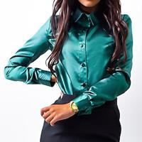 Shirt Blouse Women's Pink Wine Green Plain Button Street Daily Fashion Shirt Collar Regular Fit S Lightinthebox