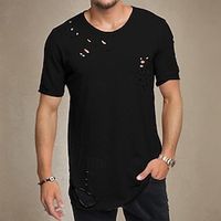 Men's T shirt Tee Tee Short Sleeve Shirt Tee Top Plain Crew Neck Street Vacation Short Sleeve Ripped Clothing Apparel Fashion Designer Basic Lightinthebox