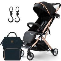 Teknum Explorer Travel Stroller With Diaper Bag & Stroller Hooks - Black CM_TKSN_EXPSTDPBL