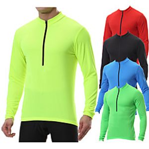 Menu0027s Long Sleeve Cycling Jersey Winter Polyester Black Blue Mint 