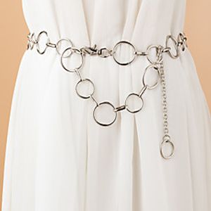 Women's Chain Traveling Vacation Dress White Belt Solid Colored / Party / Alloy miniinthebox