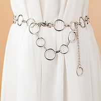 Women's Chain Traveling Vacation Dress White Belt Solid Colored / Party / Alloy miniinthebox - thumbnail