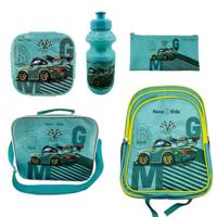 Nova Kids 16 Inch School Bag Set Of 5 - Car Racing - Green