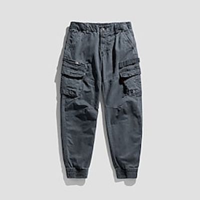 Men's Parachute Pants Pocket Plain Warm Breathable Full Length Going out Work Fashion Stylish ArmyGreen Khaki Inelastic Lightinthebox