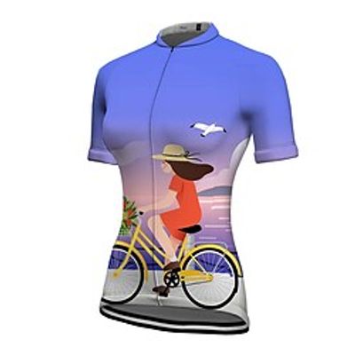 21Grams Women's Cycling Jersey Short Sleeve Bike Top with 3 Rear Pockets Mountain Bike MTB Road Bike Cycling Breathable Quick Dry Moisture Wicking Reflective Strips Purple Graphic Polyester Spandex Lightinthebox