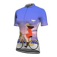 21Grams Women's Cycling Jersey Short Sleeve Bike Top with 3 Rear Pockets Mountain Bike MTB Road Bike Cycling Breathable Quick Dry Moisture Wicking Reflective Strips Purple Graphic Polyester Spandex Lightinthebox - thumbnail