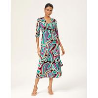 Colorful Printed Stretch Milk Silk Wrap Dress