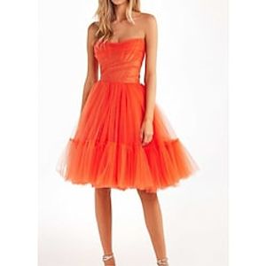 A-Line Homecoming Dresses Corsets Dress Party Wear Knee Length Sleeveless Strapless Tulle with Pleats 2023 Lightinthebox