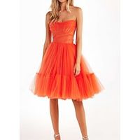 A-Line Homecoming Dresses Corsets Dress Party Wear Knee Length Sleeveless Strapless Tulle with Pleats 2023 Lightinthebox - thumbnail