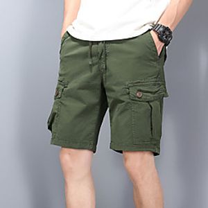 Men's Hiking Shorts Hiking Cargo Shorts Drawstring Closure Military Summer Outdoor 10 Regular Fit Ripstop Quick Dry Multi Pockets Breathable Cotton Shorts Bottoms Army Green Black Grey Khaki Work Lightinthebox