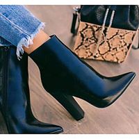 Women's Boots Block Heel Boots Pumps Pointed Toe Booties Ankle Boots Basic Casual Daily Walking Shoes PU Solid Colored Black / Booties / Ankle Boots miniinthebox - thumbnail