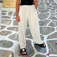 Men's Trousers Summer Pants Casual Pants Pocket Elastic Waist Straight Leg Plain Comfort Breathable Daily Holiday Vacation Fashion Hawaiian White Sky Blue Micro-elastic Lightinthebox