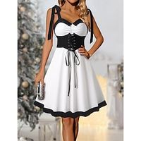 Women's Christmas Dress Winter Dress Lace Dress Midi Dress Lace up Lace Christmas Date Going out Fashion Modern Strap Sleeveless 2023 Regular Fit White Color S M L XL XXL Size Lightinthebox - thumbnail