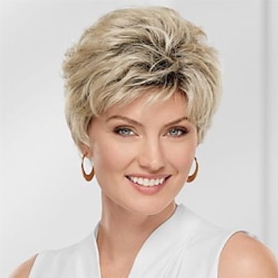 Cover Girl WhisperLite Wig Pretty Short Wig with Piecey Bangs and Textured Layers/Multi-Tonal Shades of Blonde Silver Brown and Red miniinthebox Cover Girl WhisperLite Wig Pretty Short Wig with Piecey Bangs and Textured Layers/Multi-Tonal Shades of Blonde Silver Brown and Red miniinthebox