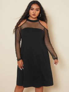 YOINS Plus Size Cold Shoulder Long Sleeves Dress