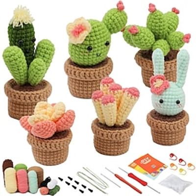 Crochet Kit for Beginners, Crochet Starter Kit, with Step-by-Step Video Tutorials, Crocheting Yarn, Crocheting Hooks, Stitch Markers and Polyester Fiber Filling Stuff miniinthebox