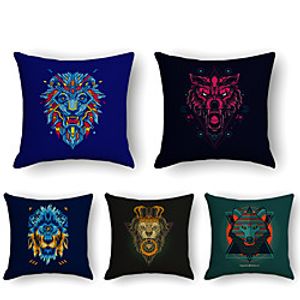 Cushion Cover 5PCS Linen Soft Print Square Throw Pillow Cover Cushion Case Pillowcase for Sofa Bedroom 45 x 45 cm (18 x 18 Inch) Superior Quality Mashine Washable Lightinthebox