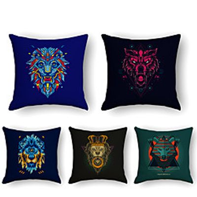 Cushion Cover 5PCS Linen Soft Print Square Throw Pillow Cover Cushion Case Pillowcase for Sofa Bedroom 45 x 45 cm (18 x 18 Inch) Superior Quality Mashine Washable Lightinthebox
