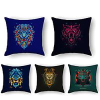 Cushion Cover 5PCS Linen Soft Print Square Throw Pillow Cover Cushion Case Pillowcase for Sofa Bedroom 45 x 45 cm (18 x 18 Inch) Superior Quality Mashine Washable Lightinthebox - thumbnail