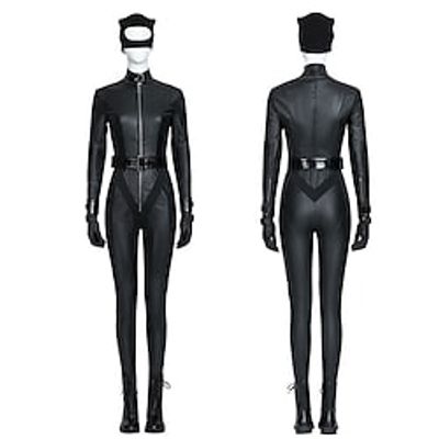 The Batman Catwoman Costume Women's Movie Cosplay Black Leotard  Onesie Gloves Headwear Halloween Carnival Masquerade Polyester  Cotton  Waist Belt  Wrist Brace Lightinthebox