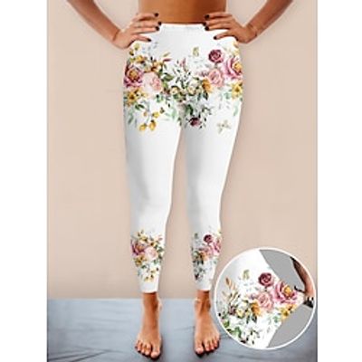 Women's Leggings Ankle-Length High Cut High Waist Active Fashion Daily Wear Vacation White Blue S M Spring Lightinthebox