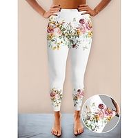 Women's Leggings Ankle-Length High Cut High Waist Active Fashion Daily Wear Vacation White Blue S M Spring Lightinthebox - thumbnail
