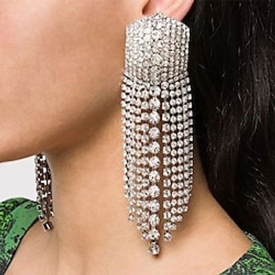 Women's Hoop Earrings Tassel Fringe Precious Statement Imitation Diamond Earrings Jewelry Silver For Wedding Party 1 Pair Lightinthebox Women's Hoop Earrings Tassel Fringe Precious Statement Imitation Diamond Earrings Jewelry Silver For Wedding Party 1 Pair Lightinthebox