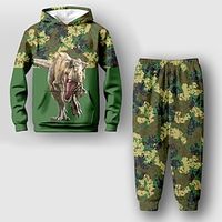 Boys 3D Dinosaur Camo Hoodie  Pants Set Long Sleeve 3D Printing Fall Winter Active Fashion Cool Polyester Kids 3-12 Years Outdoor Street Vacation Regular Fit Lightinthebox - thumbnail