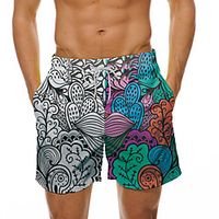 Men's Casual Designer Quick Dry Breathable Beach Swimming Pool Shorts Bermuda shorts Board Shorts Pants Abstract Graphic Prints Short 3D Print Drawstring Elastic Waist Rainbow  Summer Lightinthebox - thumbnail