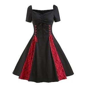 Women's Plus Size Party Dress Color Block V Neck Long Sleeve Fall Winter Elegant Vintage Prom Dress Knee Length Dress Party Dress  Homecoming Dress Lightinthebox