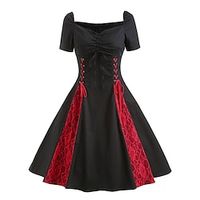 Women's Plus Size Party Dress Color Block V Neck Long Sleeve Fall Winter Elegant Vintage Prom Dress Knee Length Dress Party Dress  Homecoming Dress Lightinthebox - thumbnail