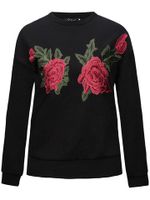 Vintage Loose Rose Embroidery Long Sleeve O-Neck Sweatshirts