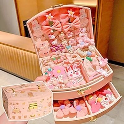 Korean Version Of Children's Pink Hair Accessories Gift Box Set Girl Princess Hair Card Girl Headwear Baby Jewelry Birthday Lightinthebox