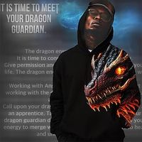 Dragon Guardian x LU | Men's Red Dark Dragon Streetwear Hoodie Long Sleeves Lightinthebox