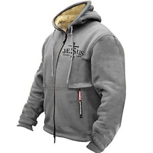 Men's Full Zip Hoodie Jacket Brown Gray Hooded Graphic Letter Zipper Print Sports  Outdoor Sports Streetwear Hot Stamping Fleece Basic Designer Casual Winter Clothing Apparel Hoodies Sweatshirts  Lightinthebox