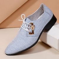 Men's Oxfords Retro Formal Shoes Walking Casual Daily Leather Comfortable Booties / Ankle Boots Loafer Light Blue Black Blue Spring Fall miniinthebox - thumbnail