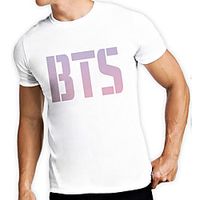 Men's Unisex Tee T shirt Hot Stamping Graphic Prints Letter Plus Size Print Short Sleeve Casual Tops Cotton Basic Designer Big and Tall White miniinthebox - thumbnail