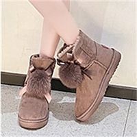 Women's Boots Snow Boots Fuzzy Slippers Fluffy Slippers Warm Slippers Daily Fleece Lined Booties Ankle Boots Pom-pom Platform Round Toe Plush Casual Comfort Faux Suede Loafer Solid Color Dark Brown Lightinthebox - thumbnail
