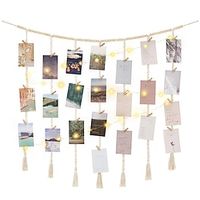Macrame Hanging Photo Display Wall Decor with String Lights Boho Wooden Beads Garland Collage Picture Frame Holder with 45 Clips for Bedroom Living Room Nursery Dorm  Girl Gifts Lightinthebox - thumbnail