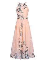 Halter Belt Floral Printed Maxi Dress - thumbnail