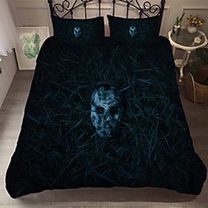 Halloween Duvet Cover Microfiber Soft and Breathable Easy-Care Bedding Quilt Cover with Zipper Closure Three-Piece Bed Set for Bedroom and School Dormitory Lightinthebox