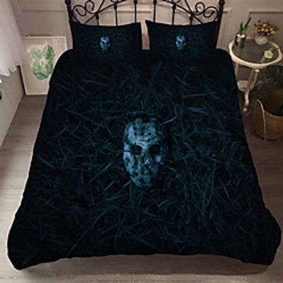 Halloween Duvet Cover Microfiber Soft and Breathable Easy-Care Bedding Quilt Cover with Zipper Closure Three-Piece Bed Set for Bedroom and School Dormitory Lightinthebox