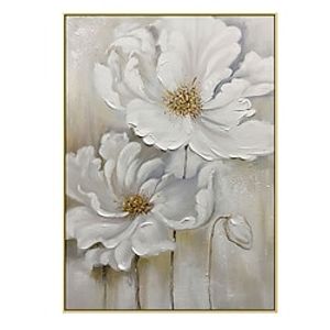 Oil Painting Handmade Hand Painted Wall Art Contemporary Abstract White Flowers Home Decoration Decor Rolled Canvas No Frame Unstretched miniinthebox