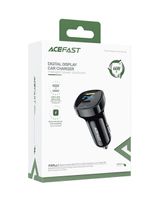 Acefast B4 Digital Display 66W USB-C + USB-A Dual Port Car Charger Black - thumbnail