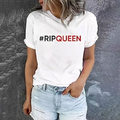 Women's T shirt Tee Green Pink Yellow Graphic Letter Print Short Sleeve Daily Holiday Basic Round Neck Regular Painting S Lightinthebox